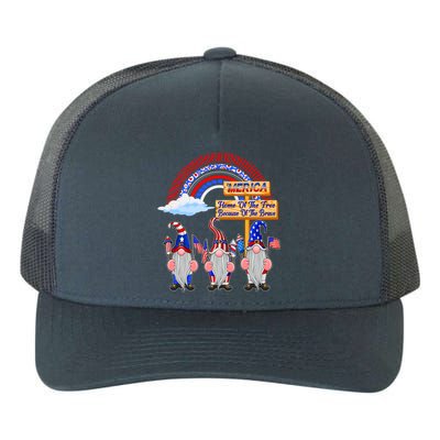 Home Of Free Because Of Brave 4th July Merica Gnome Funny Gift Yupoong Adult 5-Panel Trucker Hat