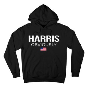 Harris Obviously For President 2024 Kamala American Flag Hoodie