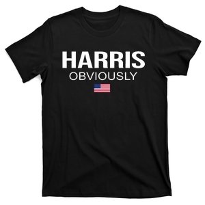 Harris Obviously For President 2024 Kamala American Flag T-Shirt