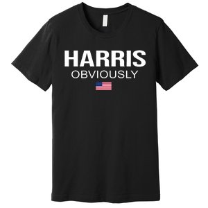 Harris Obviously For President 2024 Kamala American Flag Premium T-Shirt