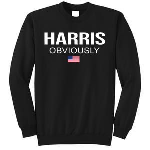 Harris Obviously For President 2024 Kamala American Flag Tall Sweatshirt