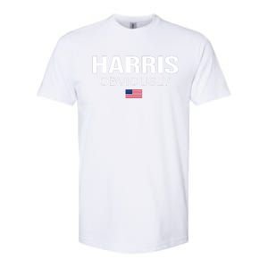 Harris Obviously For President 2024 Kamala American Flag Softstyle CVC T-Shirt