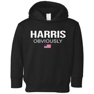 Harris Obviously For President 2024 Kamala American Flag Toddler Hoodie