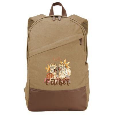 Hello October Fall Lover Cotton Canvas Backpack