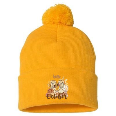 Hello October Fall Lover Pom Pom 12in Knit Beanie