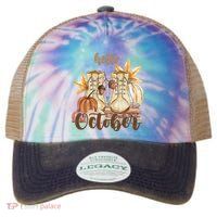 Hello October Fall Lover Legacy Tie Dye Trucker Hat