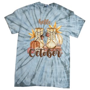 Hello October Fall Lover Tie-Dye T-Shirt