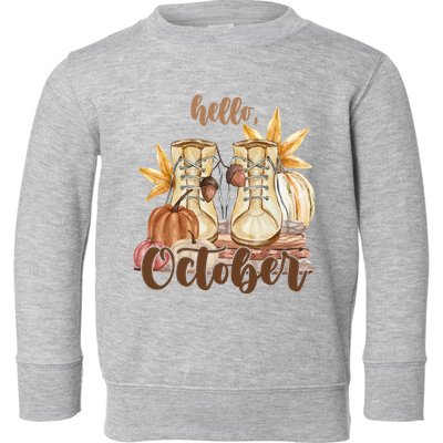 Hello October Fall Lover Toddler Sweatshirt