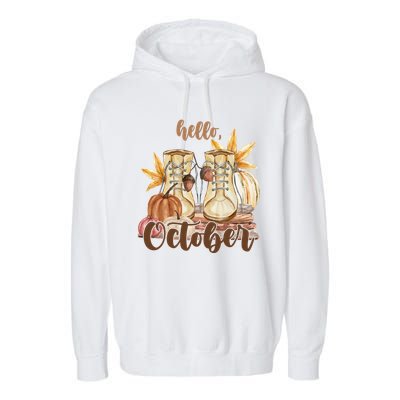 Hello October Fall Lover Garment-Dyed Fleece Hoodie