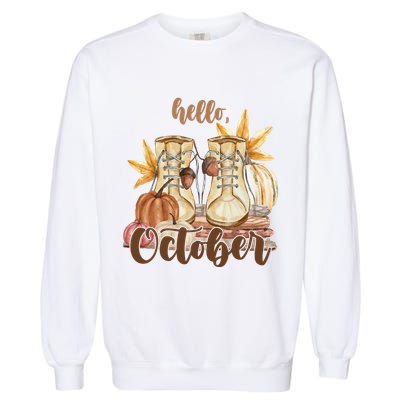 Hello October Fall Lover Garment-Dyed Sweatshirt