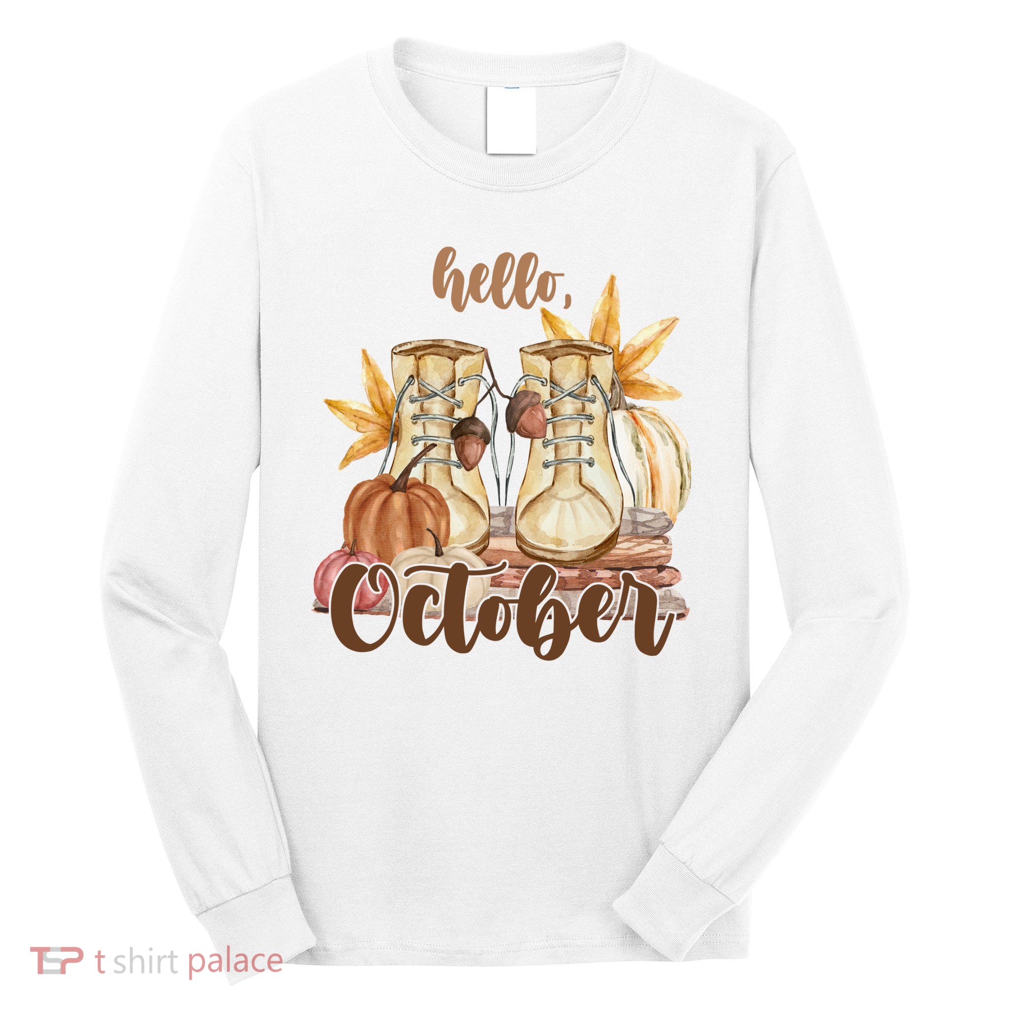 Hello October Fall Lover Long Sleeve Shirt