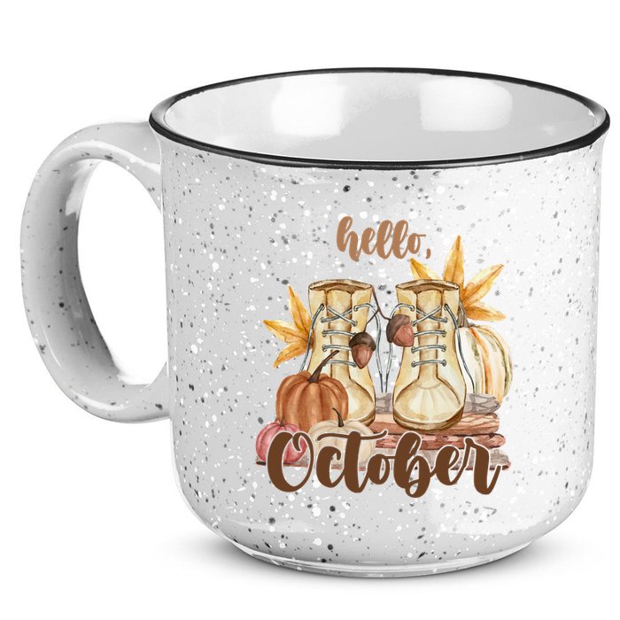 Hello October Fall Lover 15oz Campfire Ceramic Mug