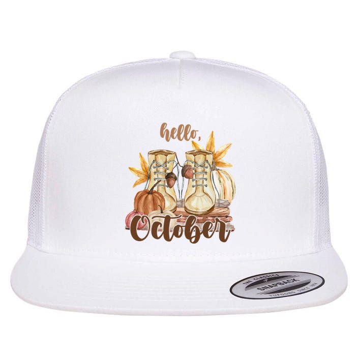 Hello October Fall Lover Flat Bill Trucker Hat