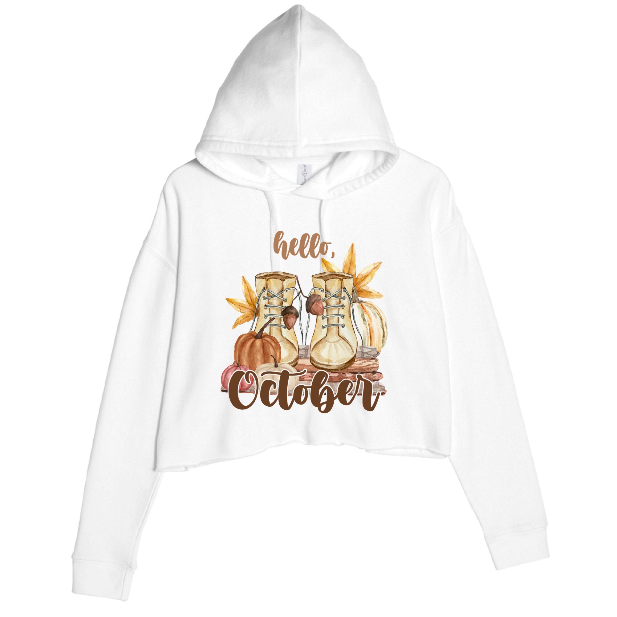 Hello October Fall Lover Crop Fleece Hoodie