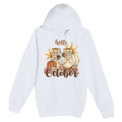 Hello October Fall Lover Premium Pullover Hoodie