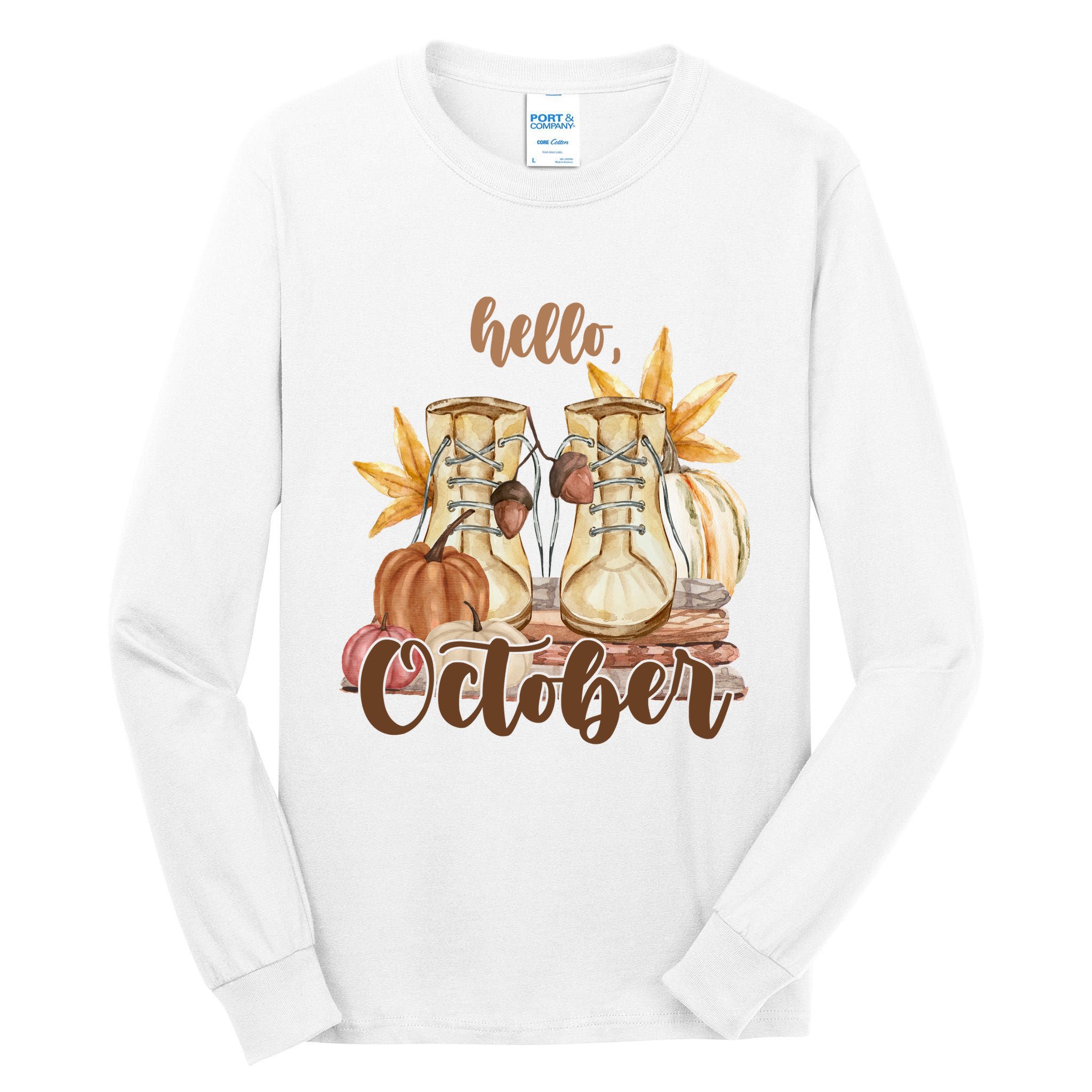 Hello October Fall Lover Tall Long Sleeve T-Shirt