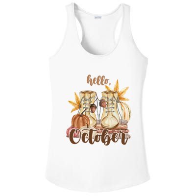 Hello October Fall Lover Ladies PosiCharge Competitor Racerback Tank