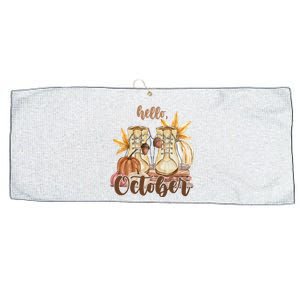 Hello October Fall Lover Large Microfiber Waffle Golf Towel