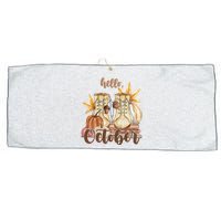 Hello October Fall Lover Large Microfiber Waffle Golf Towel