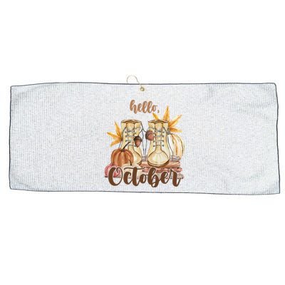 Hello October Fall Lover Large Microfiber Waffle Golf Towel