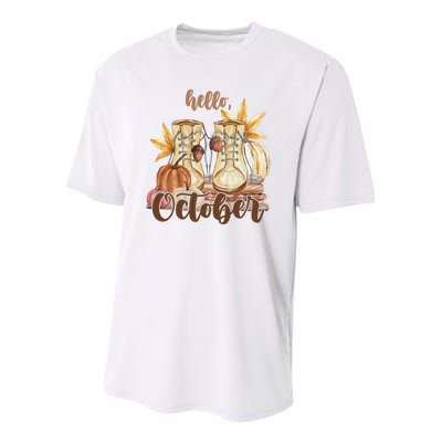 Hello October Fall Lover Youth Performance Sprint T-Shirt