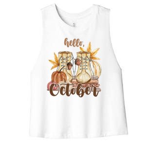 Hello October Fall Lover Women's Racerback Cropped Tank