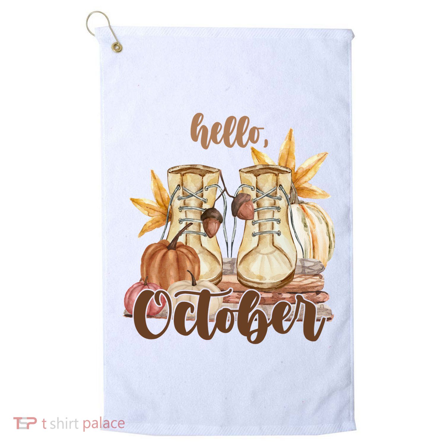 Hello October Fall Lover Golf Towel