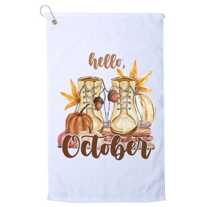 Hello October Fall Lover Golf Towel