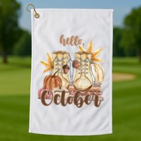 Hello October Fall Lover Golf Towel
