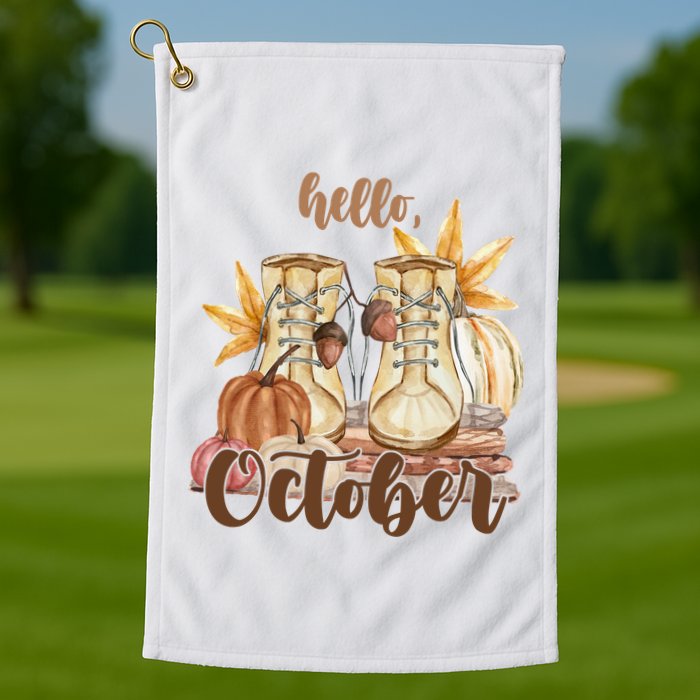 Hello October Fall Lover Golf Towel