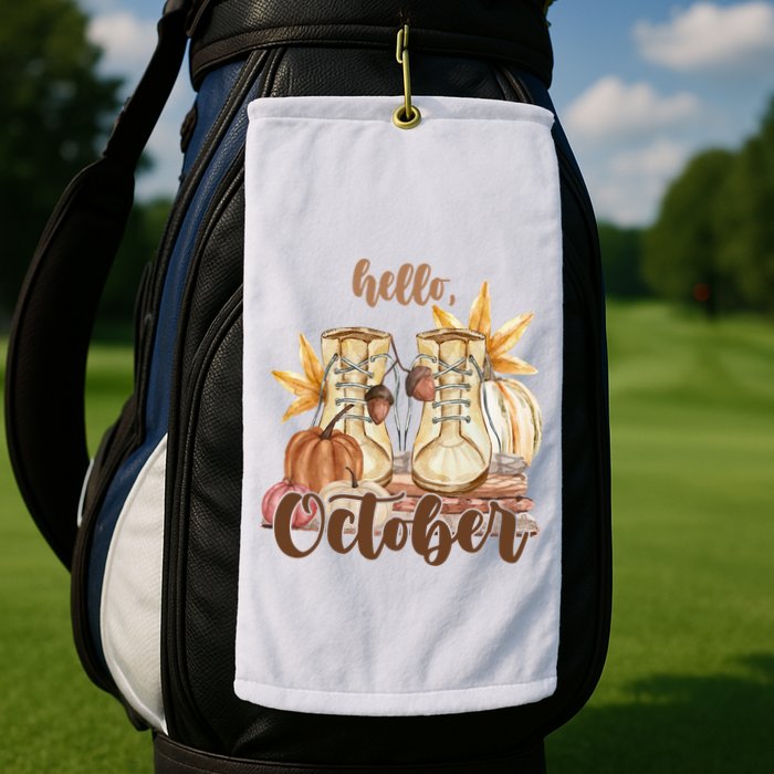 Hello October Fall Lover Golf Towel