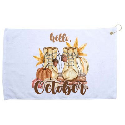 Hello October Fall Lover Grommeted Golf Towel