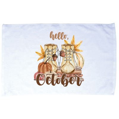 Hello October Fall Lover Microfiber Hand Towel