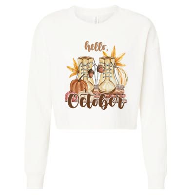 Hello October Fall Lover Cropped Pullover Crew