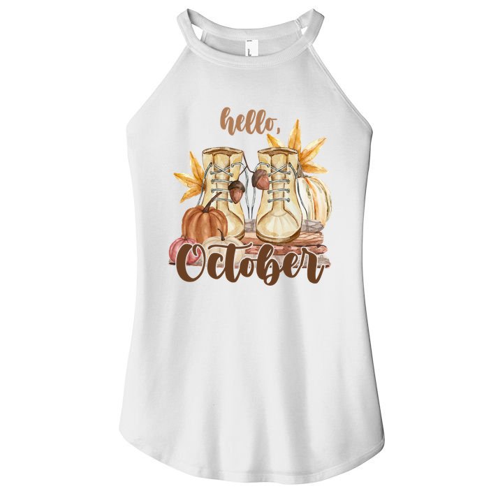 Hello October Fall Lover Women's Perfect Tri Rocker Tank