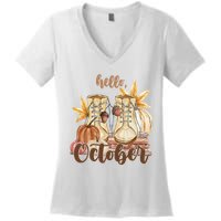 Hello October Fall Lover Women's V-Neck T-Shirt