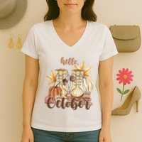 Hello October Fall Lover Women's V-Neck T-Shirt