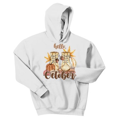 Hello October Fall Lover Kids Hoodie