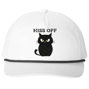 Hiss Off Funny Black Cat Hiss Off Meow Cat Snapback Five-Panel Rope Hat