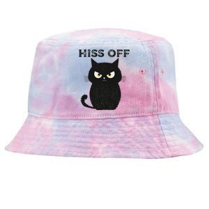 Hiss Off Funny Black Cat Hiss Off Meow Cat Tie-Dyed Bucket Hat