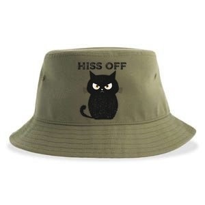 Hiss Off Funny Black Cat Hiss Off Meow Cat Sustainable Bucket Hat