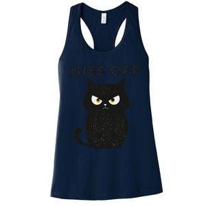 Hiss Off Funny Black Cat Hiss Off Meow Cat Women's Racerback Tank