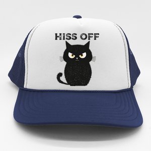 Hiss Off Funny Black Cat Hiss Off Meow Cat Trucker Hat