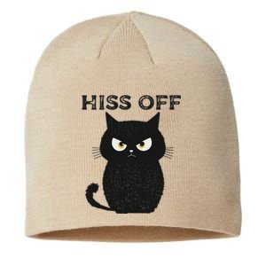 Hiss Off Funny Black Cat Hiss Off Meow Cat Sustainable Beanie