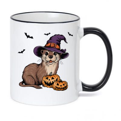 Halloween Otter Funny Witch Otter 11oz Black Color Changing Mug