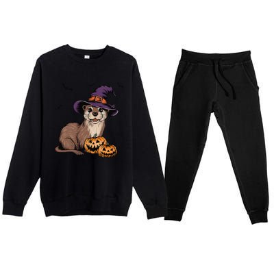 Halloween Otter Funny Witch Otter Premium Crewneck Sweatsuit Set