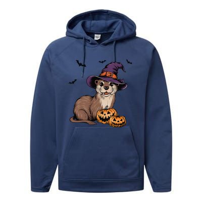 Halloween Otter Funny Witch Otter Performance Fleece Hoodie