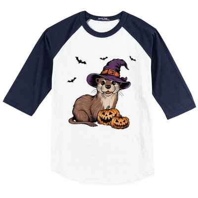 Halloween Otter Funny Witch Otter Baseball Sleeve Shirt