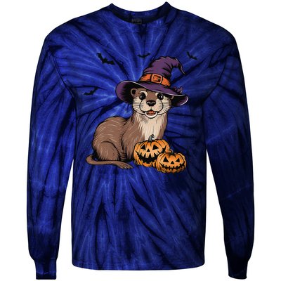 Halloween Otter Funny Witch Otter Tie-Dye Long Sleeve Shirt