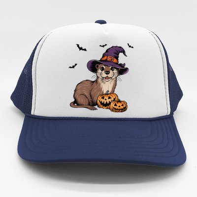 Halloween Otter Funny Witch Otter Trucker Hat